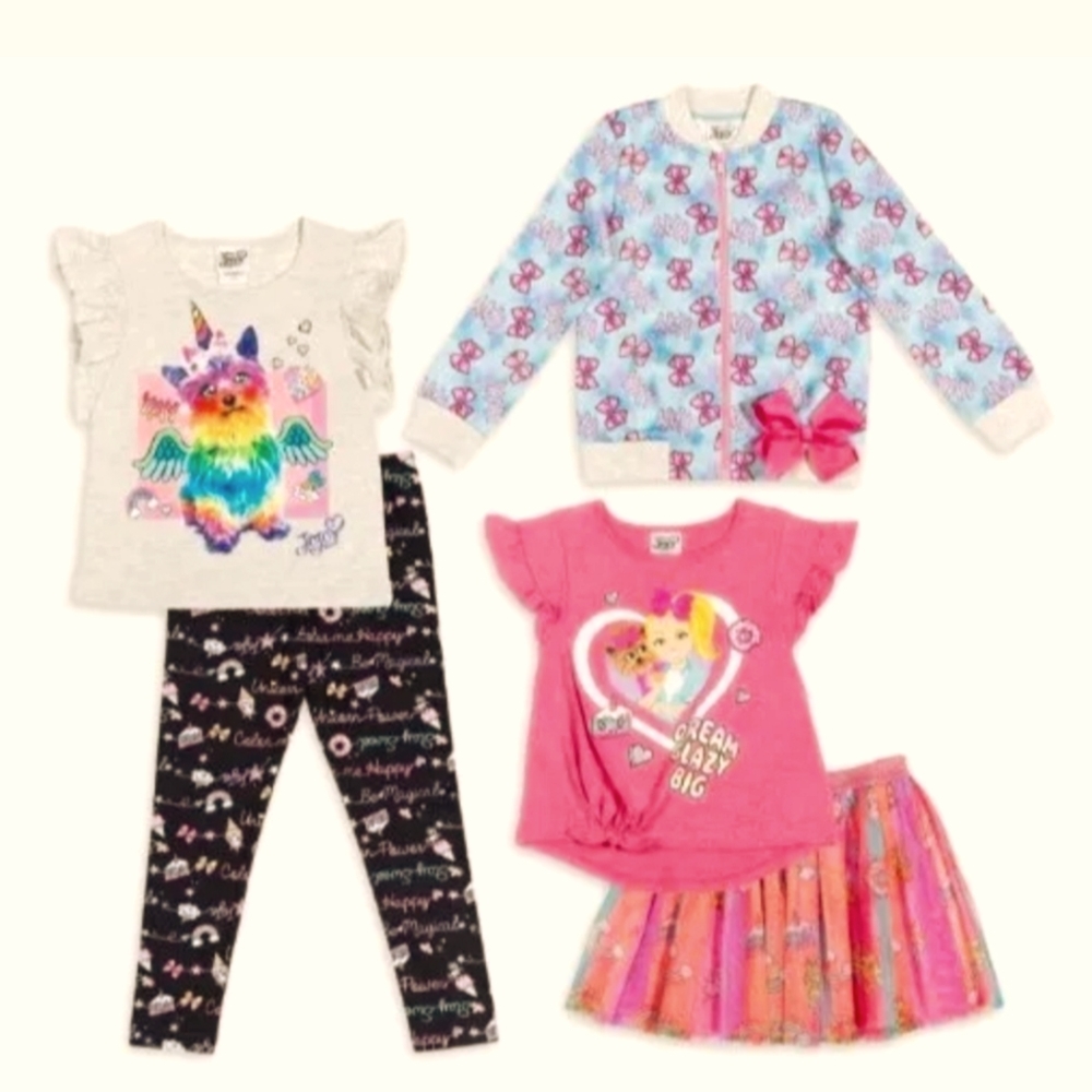 NWT Jojo Siwa 5 Piece Outfit Set for Girls Size 4/5 Jacket Mix & Match,skirt,top